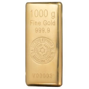 Lingote de oro 1000 gramos 9999 Marca SEMPSA