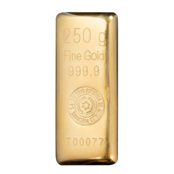 Lingote de oro 250 gramos 9999 Marca SEMPSA