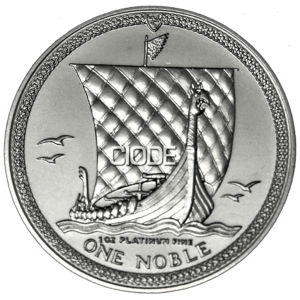 Moneda 1 NOBLE 31.10 gramos PLATINO ISLA DE MAN VARIOS AÑOS