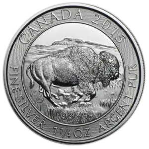 Moneda Plata Onza 38.88 gramos BISONTE CANADA 2015