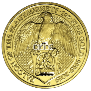100 Libras 1 Onza oro Gran bretaña 2019 Series Queen’s Beasts Halcón de los Plantagenets /Falcon