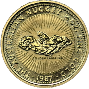 25$ Australia. Canguro/Nugget. Año 1987. 1/4 Onza Oro