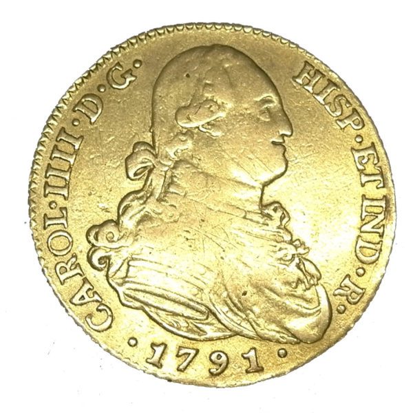 Moneda oro 4 Escudos Carlos IIII . Año 1791 ESPAÑA