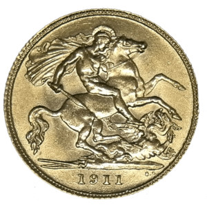 Moneda de Oro Medio Soberano 1/2 Libra Esterlina varios años.