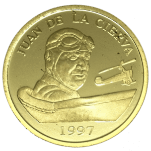 Moneda Oro 200 Euros Homenaje aviación Española -Juan de la Cierva 1997 ESPAÑA
