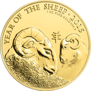Moneda 1 Onza de oro 100 LIBRAS / POUNDS Año de la OVEJA 2015 REINO UNIDO