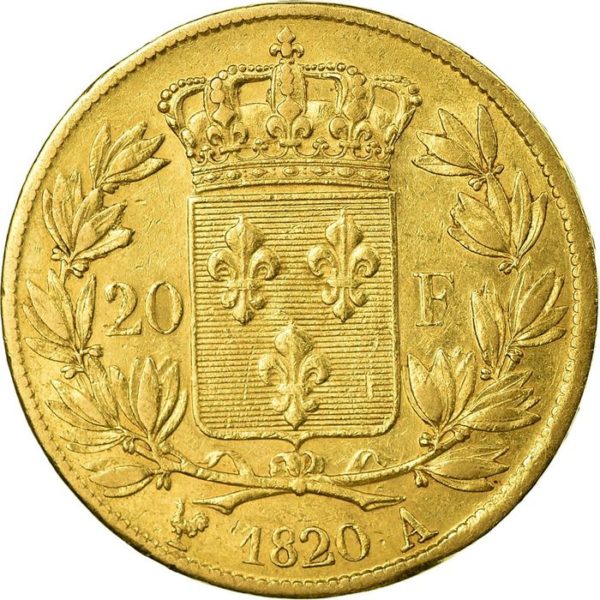 Moneda Oro 20 francos Francia de 1820 Luis XVIII.
