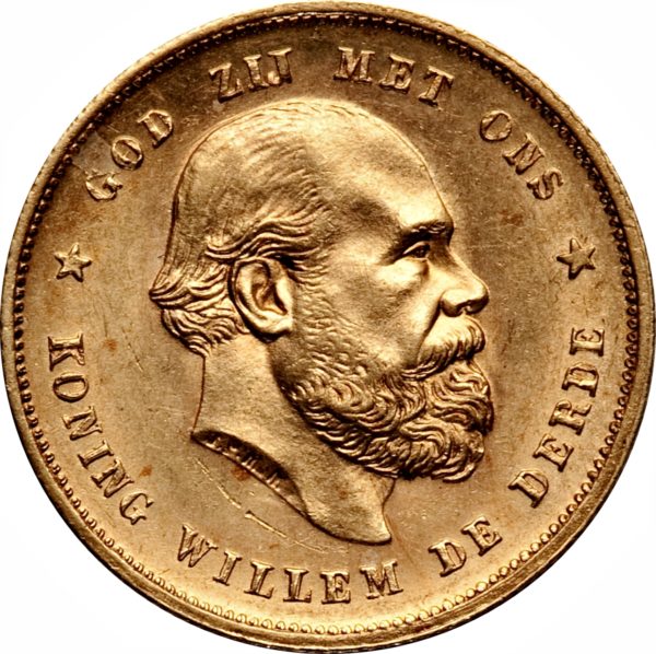 Moneda de oro 10 Gulden Holanda Guillermo III