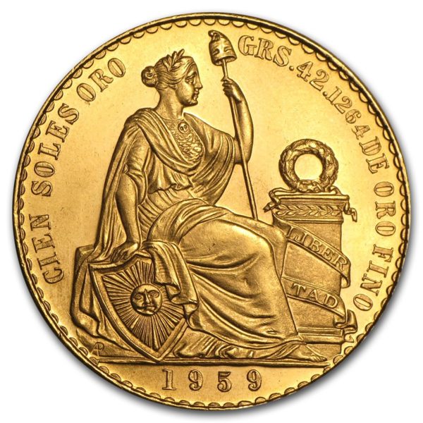 Moneda de Oro 100 Soles República del Peru Varios años