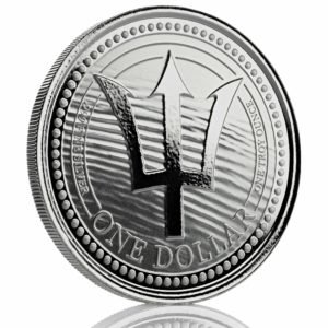 Moneda ONE DOLLAR 1 Onza Plata Tridente de Barbados 2020