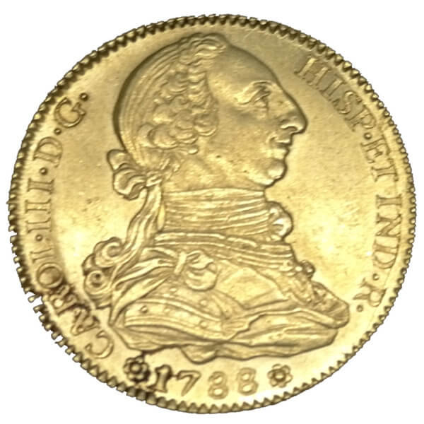 Moneda oro 4 Escudos Carlos III . Año 1788 ESPAÑA 13.54 gramos
