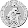 Moneda 5 libras 2 Onzas Plata . Galgo Bestias de la Reina 62.41 gramos Año 2021