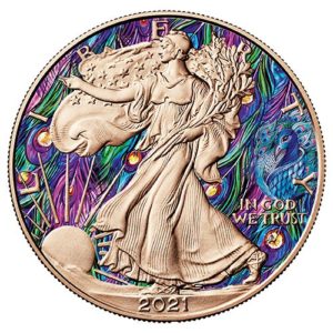 Moneda de plata 1 Onza 31.10 Gramos Aguila Americana PAVO REAL