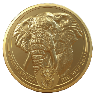 Moneda de Oro 1 Oz. Elefante Sudafricano 31,10 g Oro fino BIG FIVE