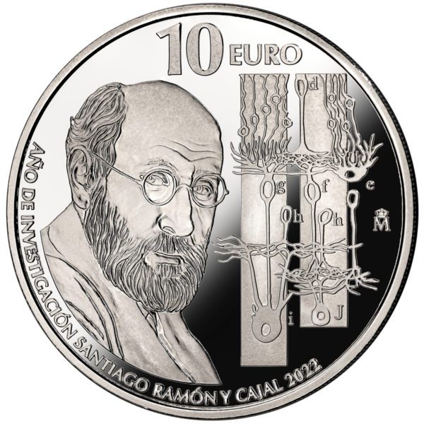 Moneda de plata 10 EUROS RAMÓN Y CAJAL 2022 8 REALES