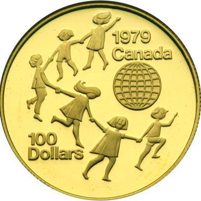 Moneda 16.96 Gramos 100 Dolares Canadá Juegos Olímpicos 1979