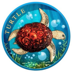 Moneda de plata 1 Onza 31.10 Gramos TORTUGA MARINA" Año 2022