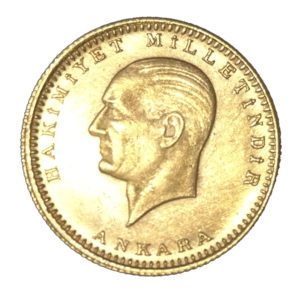 100 Kurush / Piastras Oro Turquia. Tam Cumhuriyet Altını 1923