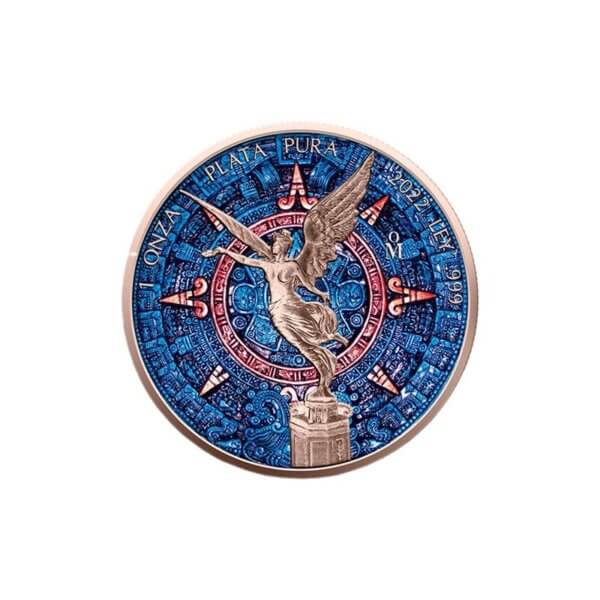 Moneda de plata 1 Onza 31.10 Gramos CALENDARIO AZTECA LIBERTAD MEXICO