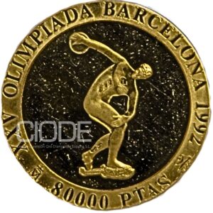 Moneda de oro 27gr 80.000 pesetas LEI 999 España 1990 "Olimpiadas de Barcelona 1992"