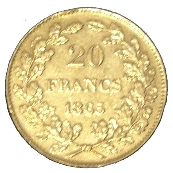 20 Francos Leopoldo I. Belgica 1865