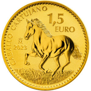 Moneda 1 Onza 31.10 Gramos oro CABALLO - 1,5 Euros - Año 2023 España.