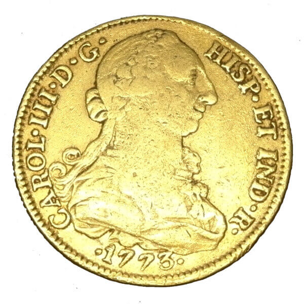 Moneda oro 8 Escudos 27 gramo Carlos III 1773 ESPAÑA