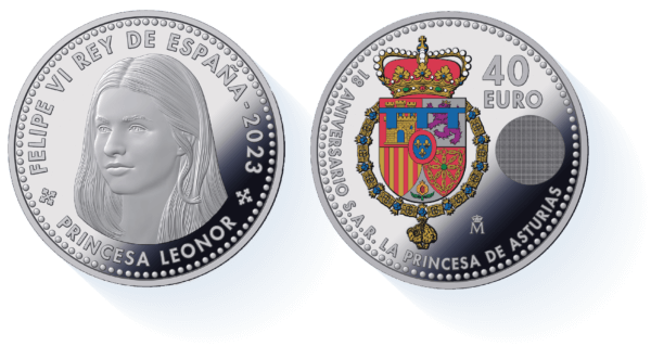 Moneda 18 Gramos Plata 40 Euros Mayoría de edad Princesa Leonor