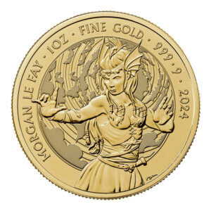 Moneda de Oro Morgan Le Fay de 1 Oz - 31.13 gramos 100 Libras AÑO 2024