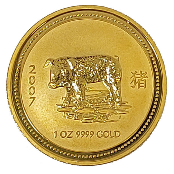 Moneda de Oro 31.10 gramos Año Lunar CERDO Australia de 1 Oz. Año 2007