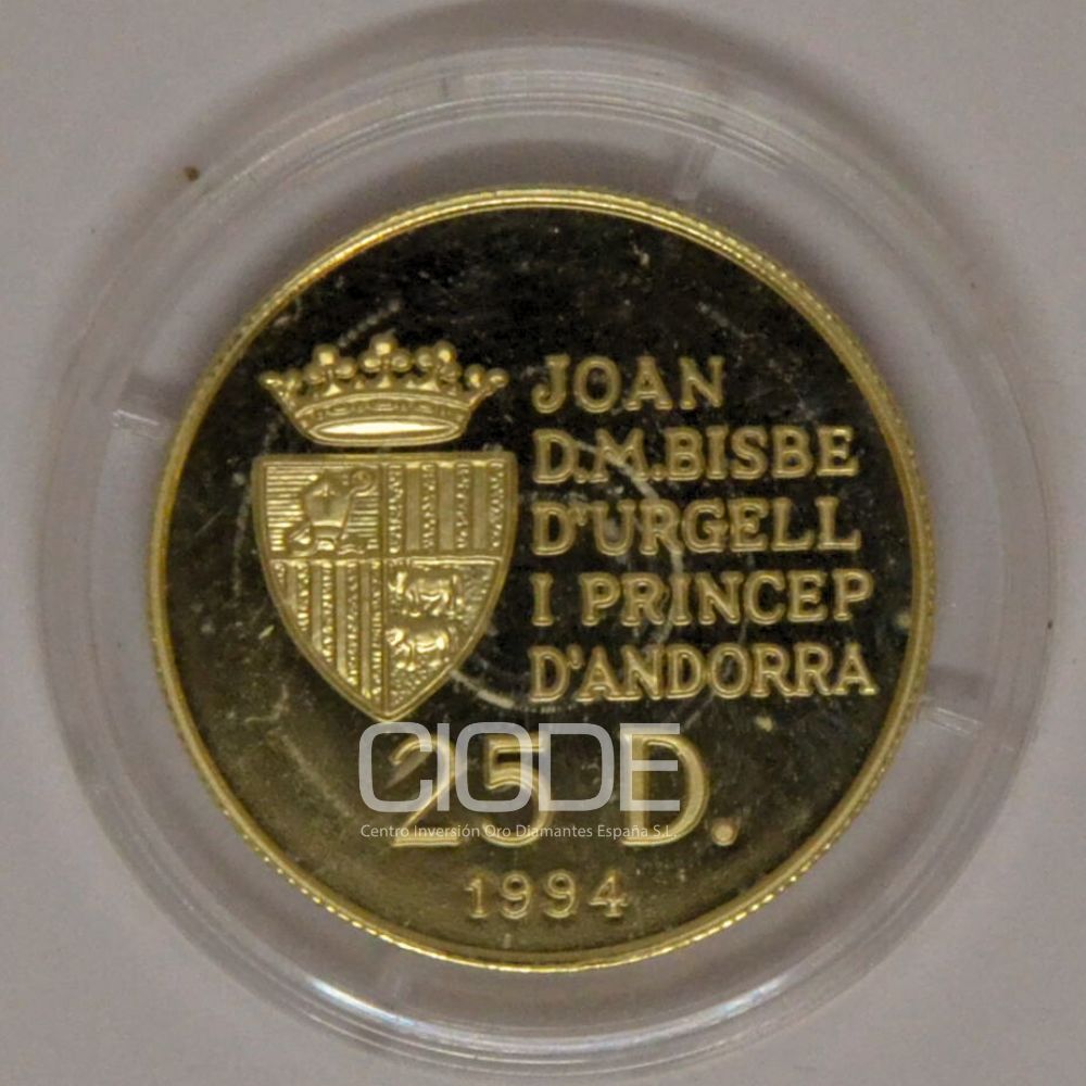 Moneda de oro 7,77 gr 25 Diners 1994 Andorra LEI 583 "XXVI Juegos Olímpicos Atlanta 1996" - Imagen 3
