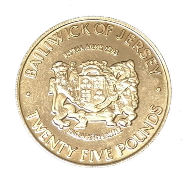 Moneda de Oro 25 Libras 11.9 gramos - Aniversario Nuncial Isabel Queen
