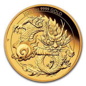 Moneda 1 Onza de oro 31.1 Gramos 100 dólares DRAGON AÑO 2020 AUSTRALIA