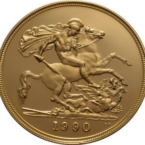 Moneda de Oro 5 Libras ( Quíntuple Soberano ) 39.94 gramos Año 1990
