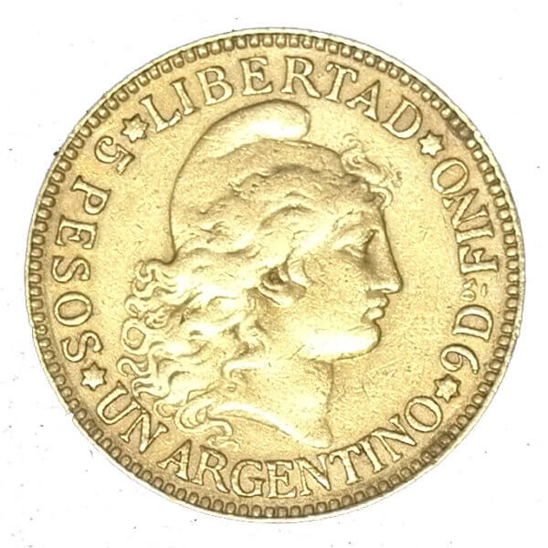 Moneda oro 5 pesos República Argentina 1888