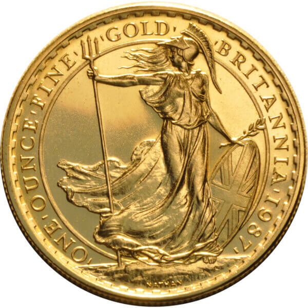 Moneda de Oro Britannia de 1 Oz. 100 Libras de Gran Bretaña. Isabel II Año 1987