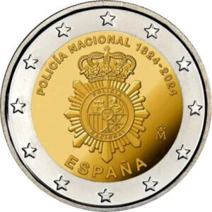 Moneda 2 EUROS CURSO LEGAL 200 Aniversario Policía Nacional 1824-2024