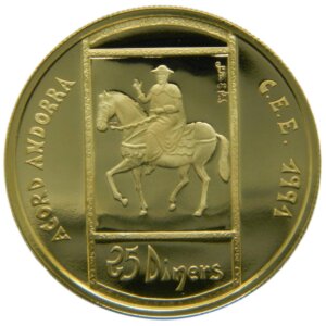 Moneda Oro 7.77 gr 25 Diners ANDORRA 1993