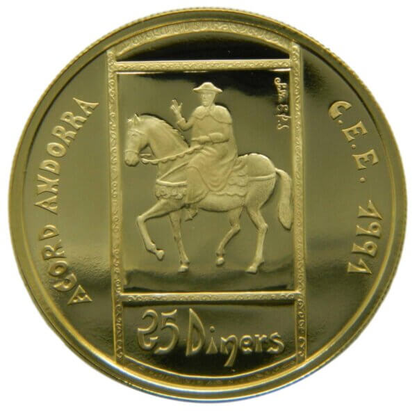 Moneda Oro 7.77 gr 25 Diners ANDORRA 1993