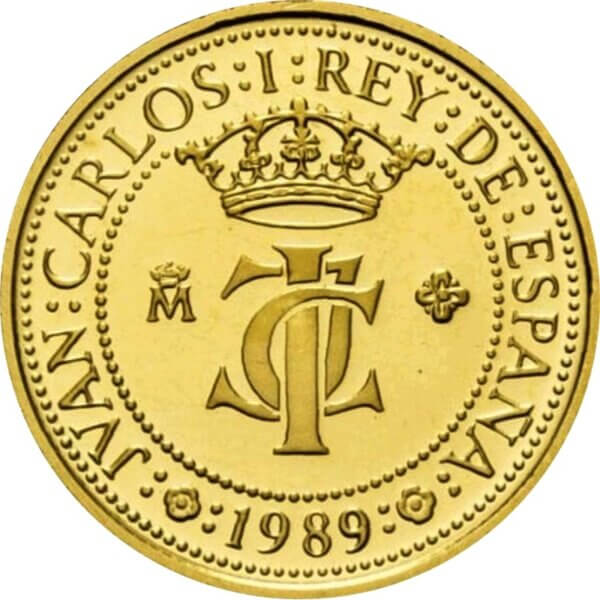 Moneda de Oro 10.000 V centenario 15.5 g CARLOS V Año 1989