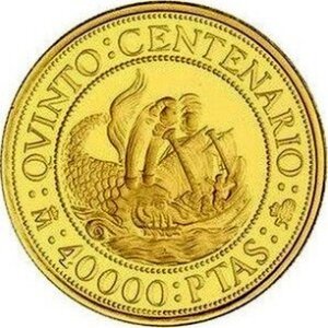Moneda de Oro 40.000 V centenario 13.55 g CARLOS V Año 1989