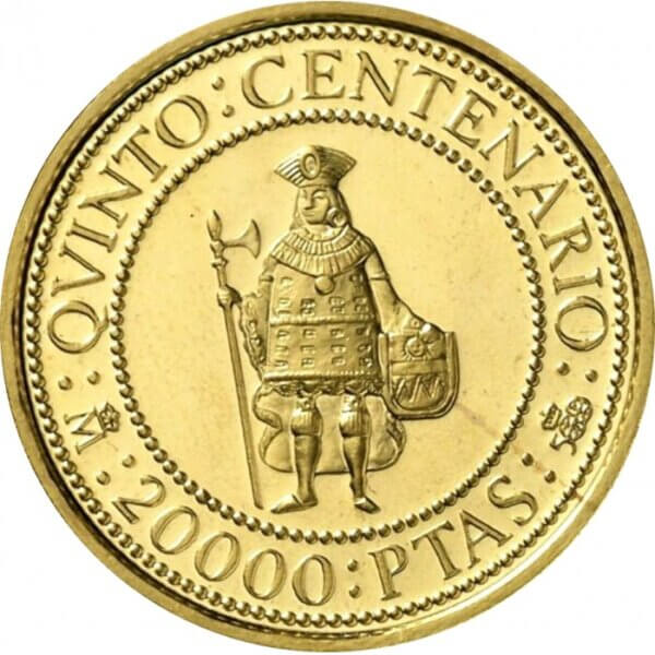 Moneda de Oro 20.000 PESETAS 6.75 g CARLOS V Año 1990