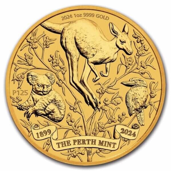 Moneda de Oro 125 Aniversario Perth Mint /Australia de 1 Oz. 31.10 gramos Año 2024