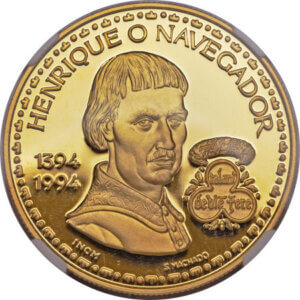 Moneda de Oro 27.2 gramos 200 Escudos Henrrique Navegador