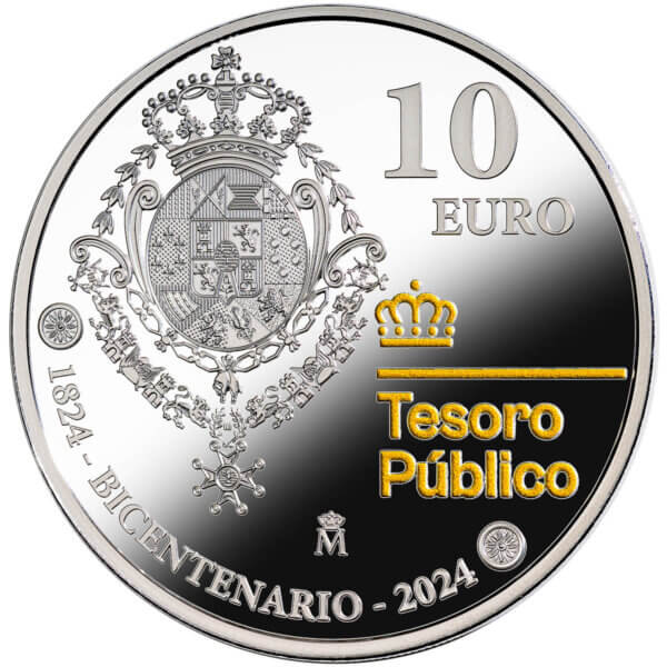Moneda Plata 27 gramos 10 EUROS TESORO PUBLICO 2024