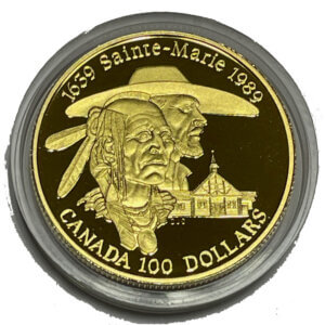Moneda 13.338 Gramos 100 Dolares Canadá Sainte Marie 1989