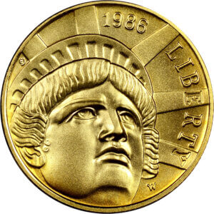 Moneda Águila Liberty ESTATUA DE LA LIBERTAD Oro USA. 5 Dólares 8.359 gramos Varios años.