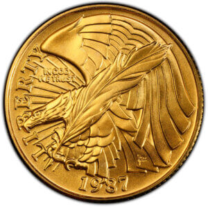 Moneda de Oro 8.359 gramos Águila Liberty USA. 5 Dólares 1988. CERTIFICADO NGC