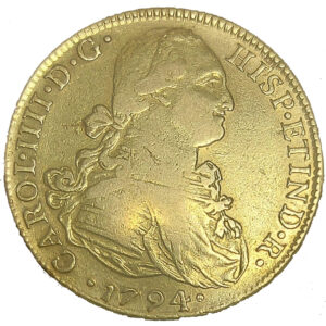 Moneda oro 8 Escudos 27 gramo CARLOS IIII Año 1794 LIMA