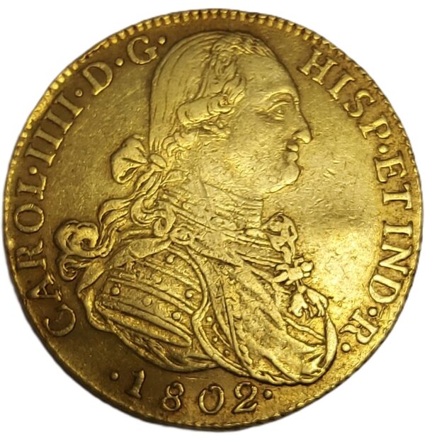 Moneda oro 8 Escudos 27 gramo CARLOS IIII Año 1802